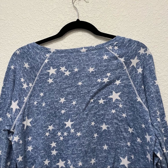 Kensie Blue White Star Print Pajama Top Shirt Long Sleeves Womens Size L - Picture 5 of 11